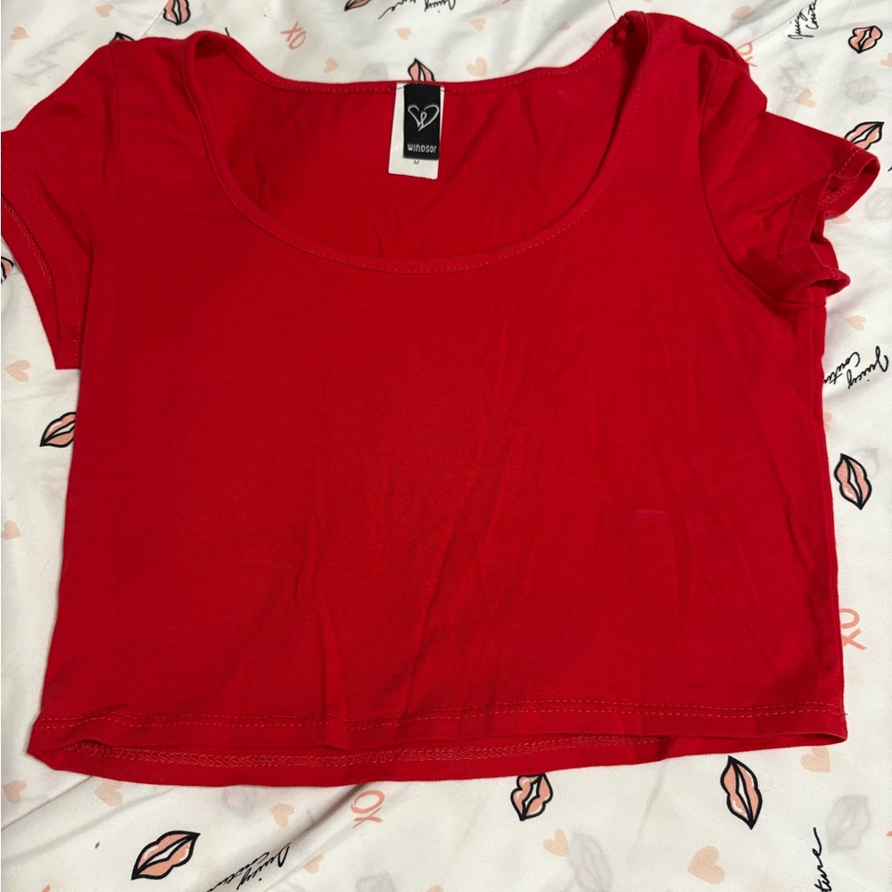 Vibe Red Short Sleeve Crop T-Shirt